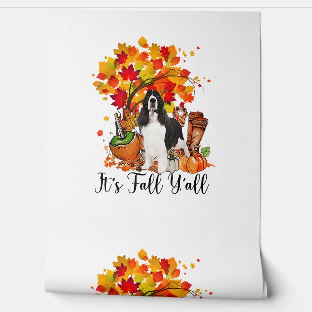 Papier Peint C'est automne Y'all Springer Spaniel Dog Halloween (Déroulement)