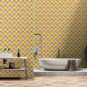 Papier Peint Chainmail floral en Crème