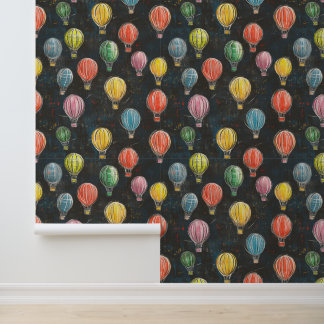 Papier Peint Chalkboard Drawigns Hot Air Balloon Motif couleur