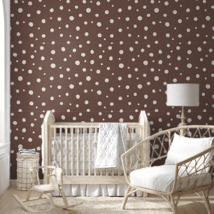 Papier Peint Chambre avec motif de pois beiges marron cosy