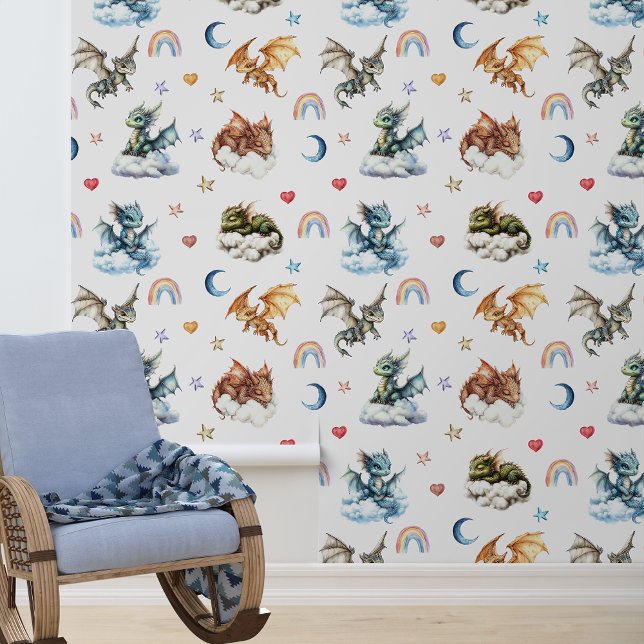 Papier Peint Chambre de bébé dragon endormi enfant (Créateur téléchargé)
