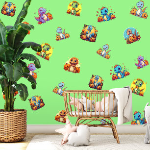 Papier Peint Chambre d'enfants Halloween avec dinosaure bébé mi