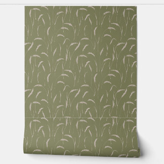 Papier Peint Champ d'herbe sauvage sur Sage Green