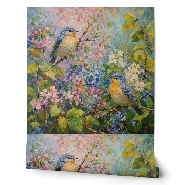 Papier Peint Chants d'oiseaux parmi les fleurs (Déroulement)