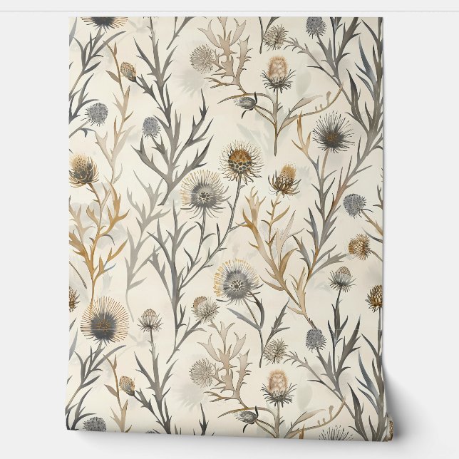 Papier Peint Chardon Fleur sauvage Floral (Déroulement)