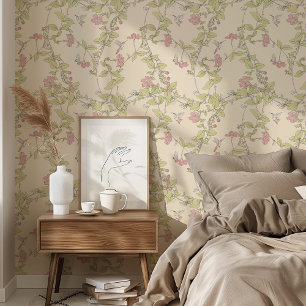 Papier Peint Charmante Perruque & Colibris Rose & Vert