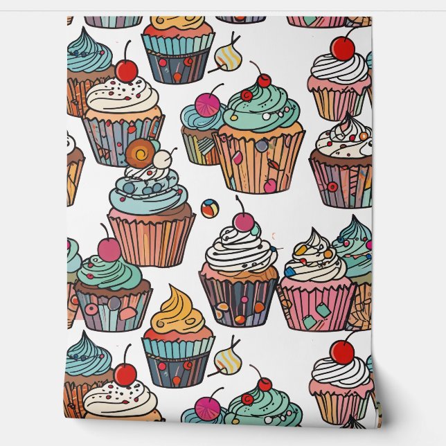 Papier Peint Charme Cupcake personnalisable (Déroulement)