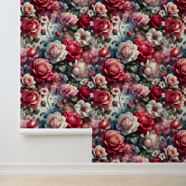 Papier Peint Charme Floral Rose intemporel (Application)