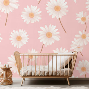 Papier Peint Charming Daisy Kids Room Motif   Rose doux