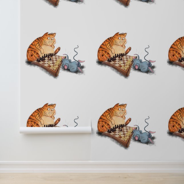 Papier Peint Chat et souris jouer aux échecs amusant (Application)