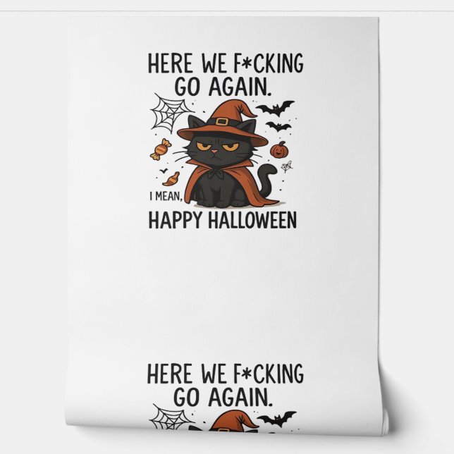 Papier Peint Chat Grumpy Halloween T-shirt classique (Déroulement)