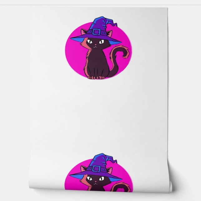 Papier Peint Chat Halloween Cute T-Shirt surdimensionné (Déroulement)