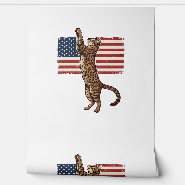 Papier Peint Chat patriotique Drapeau américain Design vectorie (Déroulement)