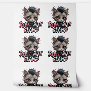 Papier Peint Chat Punk Rock Rebelle avec des Griffes Esthétique
