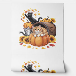 Papier Peint Chats Automne Citrouilles Thanksgiving Sunflower O
