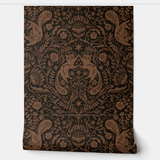 Papier Peint Chats bohèmes raffinés - Noir blanchi