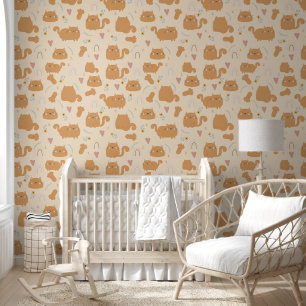 Papier Peint Chats Brown Boho & Rainbows Pale Brown Nursery