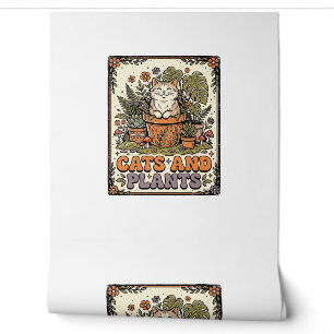 Papier Peint Chats Et Plantes Chat Plantes Cottagecore Vintage