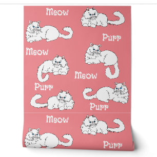 Papier Peint Chats perses amusants et fantaisistes en rose