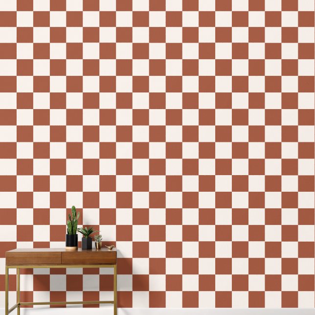 Papier Peint Check Rust Checkered Terracotta (Couloir)