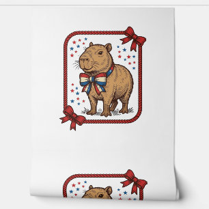 Papier Peint Chemise à nœud papillon capybara patriotique vinta