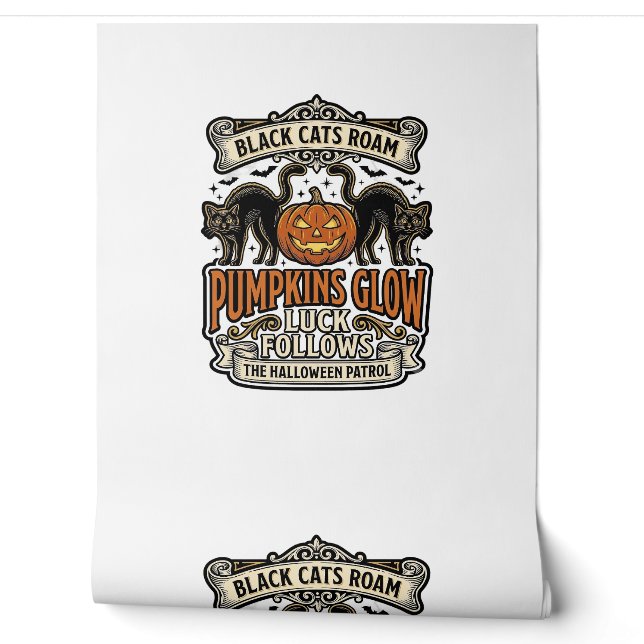 Papier Peint Chemise de garde de sécurité Halloween avec chats  (Déroulement)