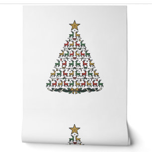 Papier Peint Chemise de gravure vintage d'arbre de Noël de renn