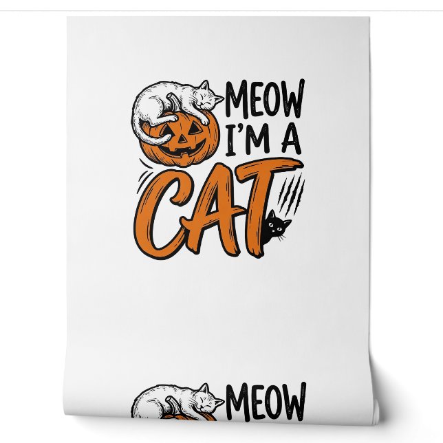 Papier Peint Chemise de typographie de citrouille de chat drôle (Déroulement)