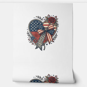 Papier Peint Chemise Fleurie à Nœud Papillon Cœur Patriotique V