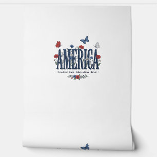 Papier Peint Chemise patriotique papillon floral Vintage Americ