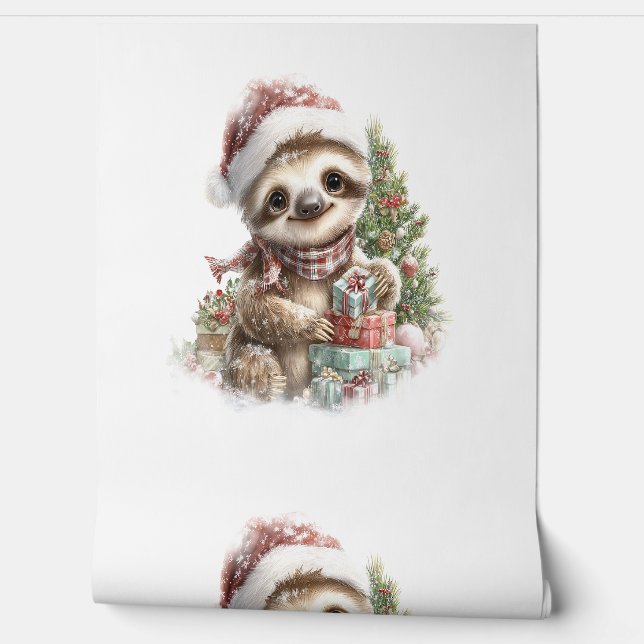 Papier Peint Chemise Sloth Christmas Santa Hat (Déroulement)