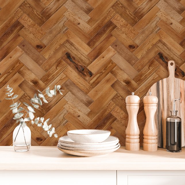 Papier Peint Chêne Rustique Chevron (Créateur téléchargé)