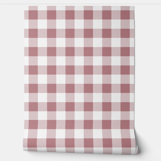 Papier Peint Chèques En vichy rose Dusty modernes (Déroulement)