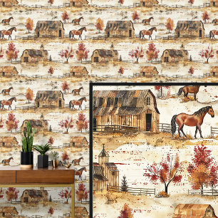 Papier Peint Chestnut Brown Horse Grange Automne Ranch