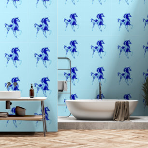 Papier Peint Cheval Peinture Bleue Art
