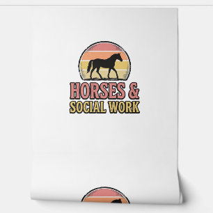 Papier Peint Cheval & Travail Social Retro Soleil Couchant Conc