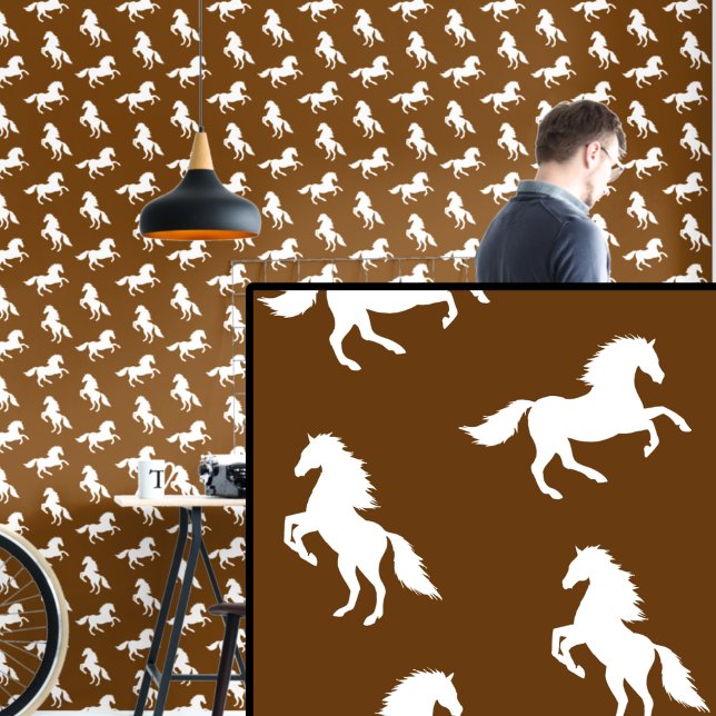 Papier Peint Chevaux blancs en Brown (Créateur téléchargé)