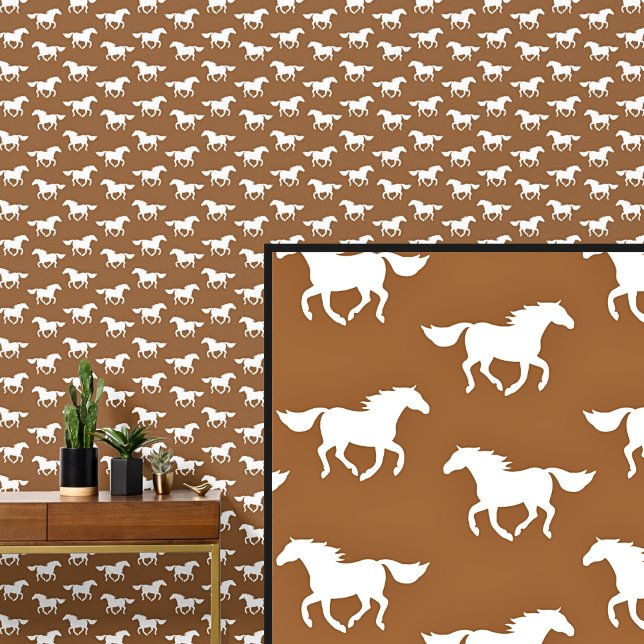 Papier Peint Chevaux blancs en Brown (Créateur téléchargé)