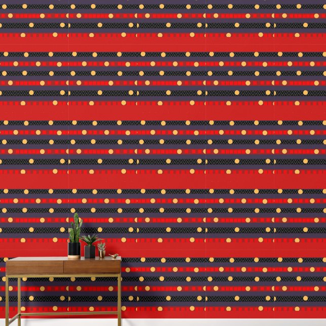 Papier Peint Chevron Bandes Points Ménage (Couloir)