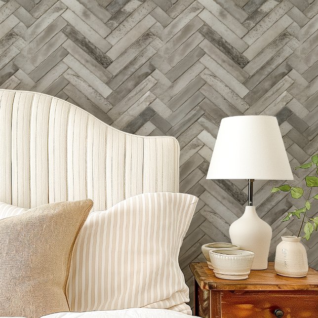 Papier Peint Chevron de Herringbone rustique gris (Créateur téléchargé)