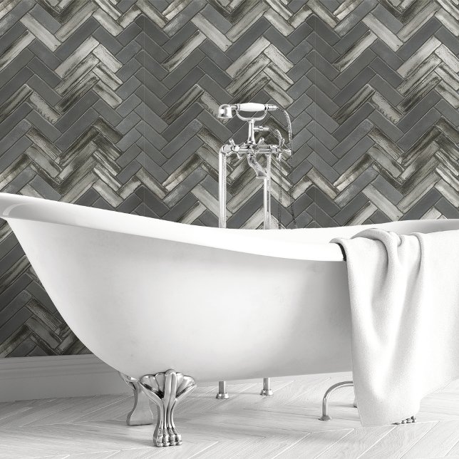 Papier Peint Chevron et Herringbone métallisé gris foncé (Créateur téléchargé)