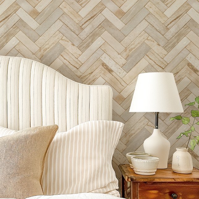 Papier Peint Chevron Herringbone Neutre Clair (Créateur téléchargé)