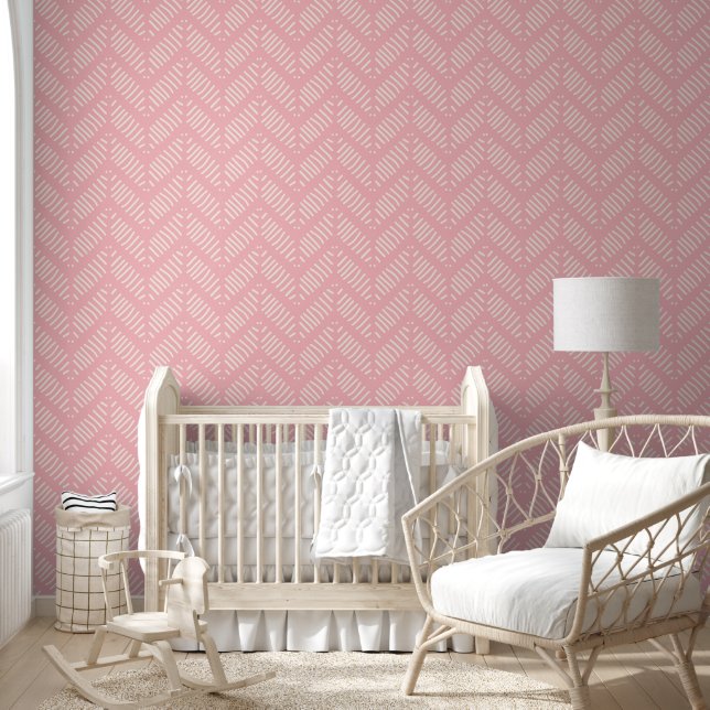 Papier Peint Chevron rose (Enfants)