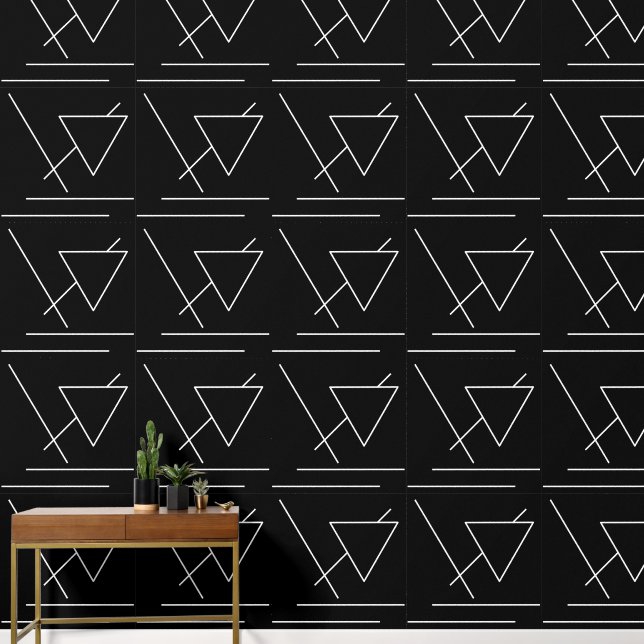Papier Peint Chic Moderne Minimaliste Noir (Couloir)