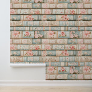 Papier Peint Chic Pastel piles de livres