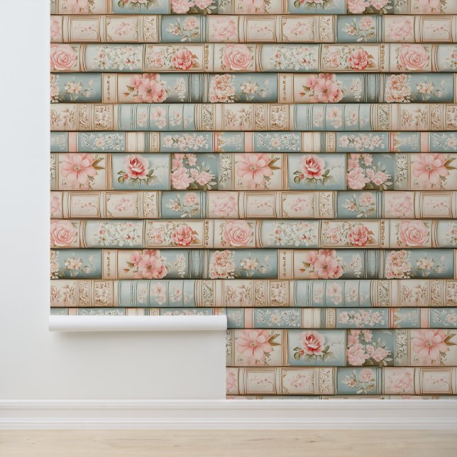 Papier Peint Chic Pastel piles de livres (Application)