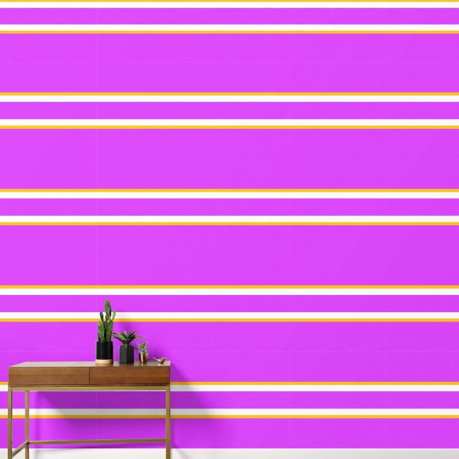 Papier Peint Chic Tropical Rose Blanc Jaune Horizontal Grandes (Couloir)
