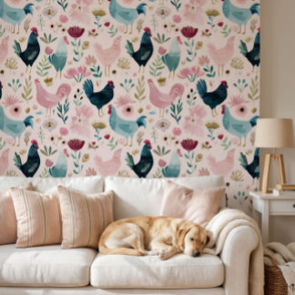 Papier Peint Chickens Cottagecore