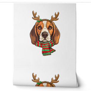 Papier Peint Chien beagle Noël Rendeer Santa Hat Funny Noël