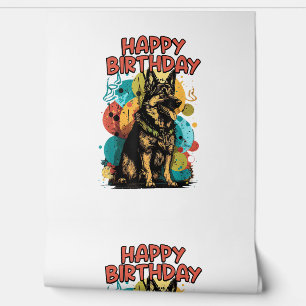 Papier Peint Chien berger allemand joyeux fête d'anniversaire S
